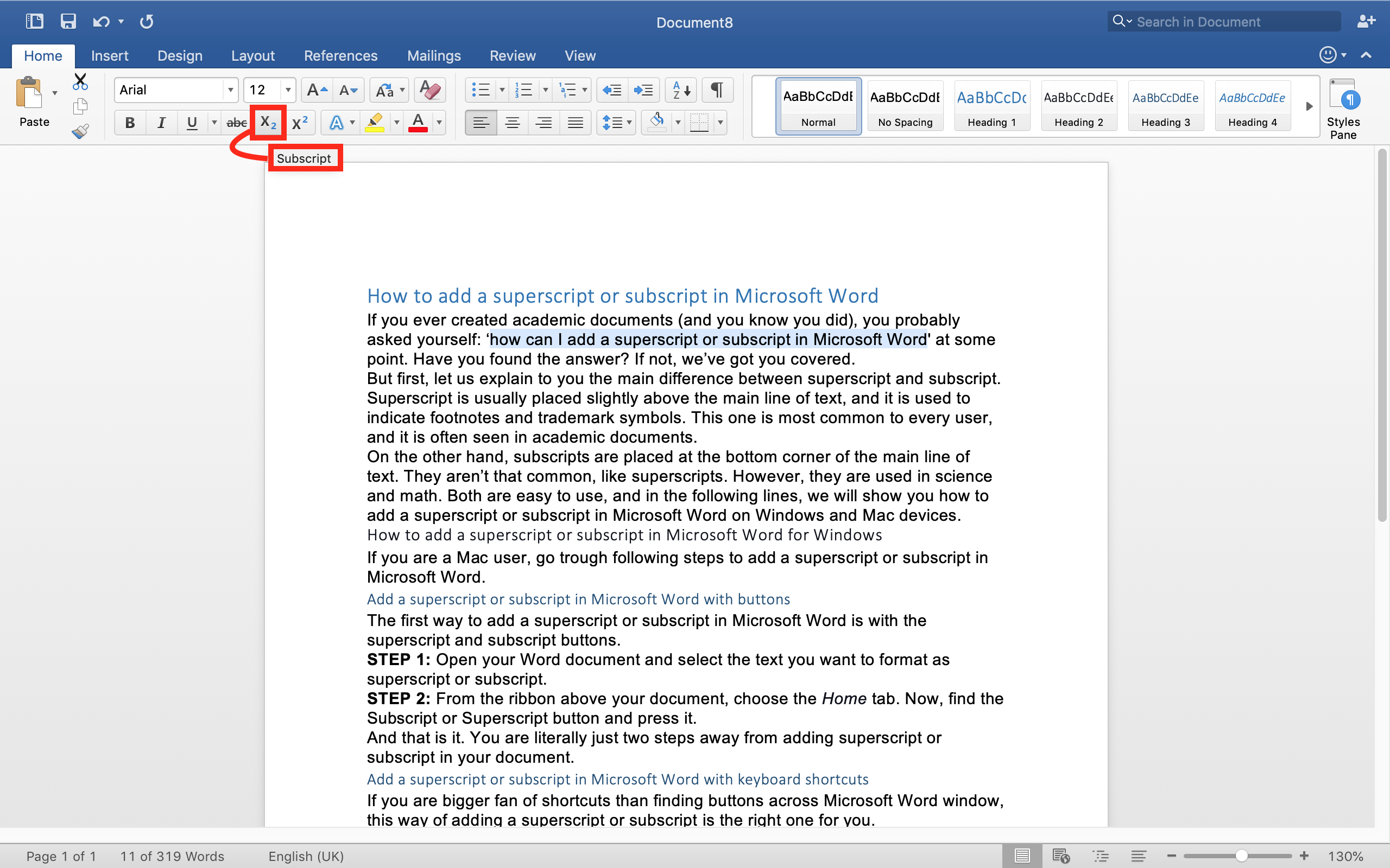 Microsoft Word Subscript Shortcut Mac Ogtop